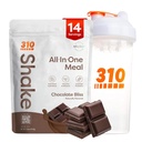 310 Nutrición Reemplazo de Comida Todo en Uno Polvo w/Shaker Cup Starter Kit - High Protein Fiber Rich Vegan Superfood Blend - Sin azúcar, Keto & Paleo Friendly, Low Carb - Chocolate Bliss 14 srv
