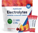 Complejo de electrolitos Nutricost, Flavored Fruit Punch, 40 Stickpacks - Complejo avanzado de hidratación