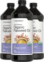 Horbäach Orgánica Flaxseed Oil ← 3 Pack TENIDO 16 fl oz Cada TENIDO Frío Presionado Silencio con Omega 3, 6, 9 ANTE Vegetariano, No GMO, Gluten Free Liquid