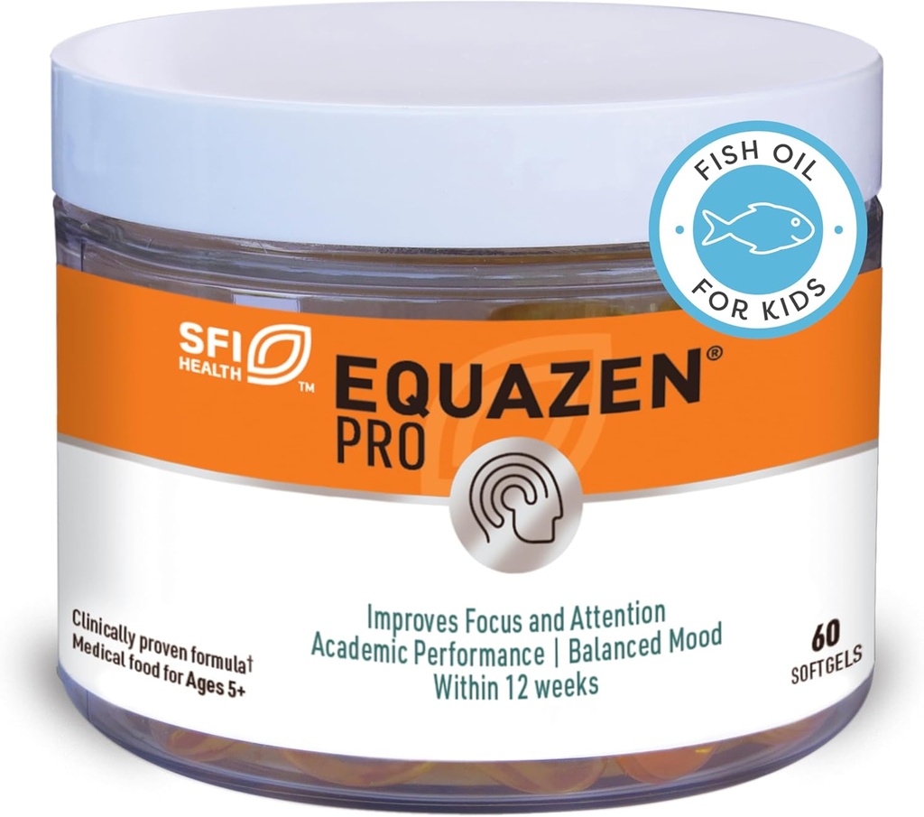 Equazen Pro SFI Health Fish Oil Softgels - Omega 3 & Omega 6 para niños " adolescentes - EPA, GLA " DHA for Kids Mood, Memory " Focus Support - Optimized for Bioavailability " Absorption (60 Softgels)