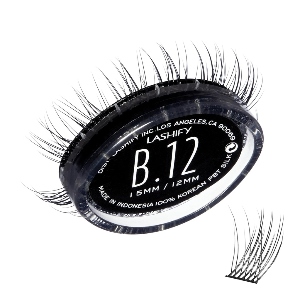 Lashify Bold 12mm Gossamer DIY Eyelash Extensiones Refill, Negro, Easy False Eyelashes for a Natural Look