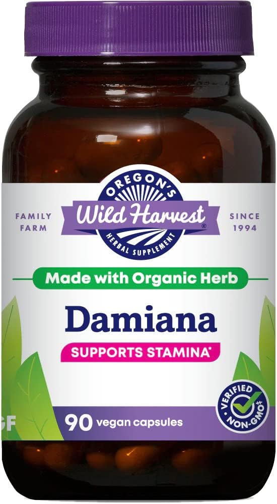 La cosecha salvaje de Oregon Damiana Suplemento Herbal Orgánico, 90 Conde