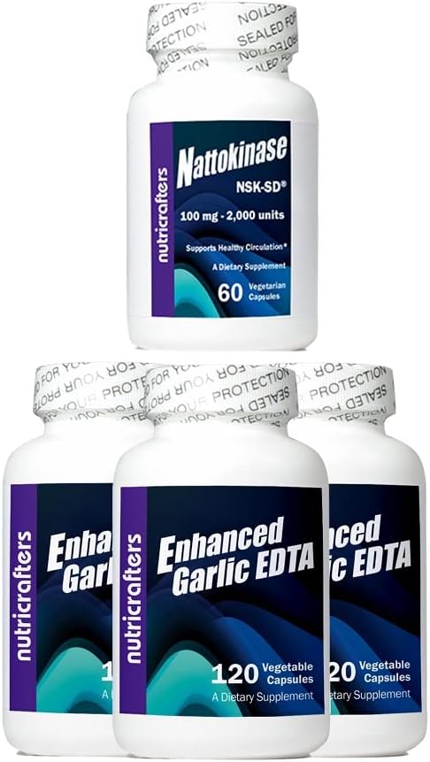 3 Botellas Ajo mejorado EDTA con un Botella Gratis de Nattokinase
