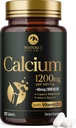 Calcio 1200 mg con vitamina D3 (1600 UI), Suplemento de calcio Vitaminas, Hueso, Dientes & Apoyo a la Salud, Suplementos de calcio con D para Hombres, Carbonato Absorbable de la Naturaleza - 120 Tabletas