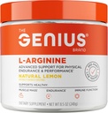 Genius L-Arginina Nitric Oxide Powder - Fermented L- Arginina Suplementos Nutricionales & Nitric Oxide Booster - Pre Workout, Natural Muscle Builder - 30 Servings, Lemon