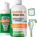 Omega 3 aceite de pescado para perros - Hecho con aceite de salmón de Alaska silvestre para perros; suplemento de aceite de pescado líquido para mascotas con Omega 3 EPA+DHA ácidos grasos; Ingredientes reales, sabor real - Confiado por Vets!
