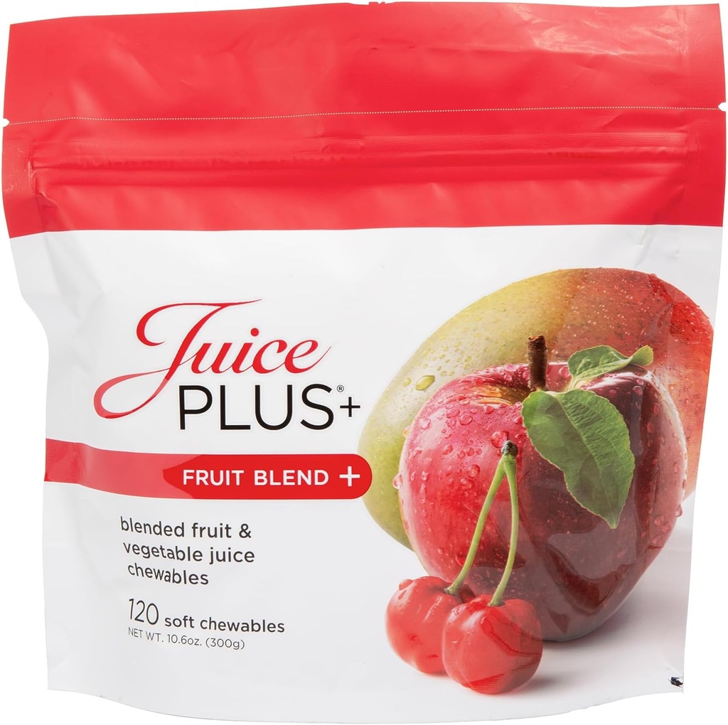 Juice Plus+ Frutas Blend Soft Chews (Chewables) - Aumentar su nutrición con 11 ingredientes vegetales de frutas - Gummy Vegan para Adultos Niños - Vitaminas, Nutrición Alimentaria Integral - 1 Bolsa (1-Mo, 30 Chews)