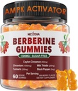 Berberine Gummies 1500mg Sugar Gratis, Suplemento de Berberina Orgánica w/Ceylon Cinnamon, Cromo, Turmeric, Milk Thistle for Metabolism Balanced, Berberine HCl from Indian Barberry Extract, Vegan 60 Cts