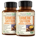 Suplementos de Saffron – 89mg Saffron Extract y 1000mg Tumeric Blend – Suplemento Turmérico con Canela de Ceylán y Cardamomo para Mood, Memoria y Salud Ocular – Suplementos Conjuntos para Hombres – 2 Pack