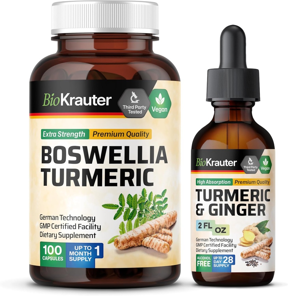 [BRSRAGI2PN6QIYIU] Boswellia Turmeric 100 Capsules " Turmeric Ginger Tincture 2 Fl. Oz.