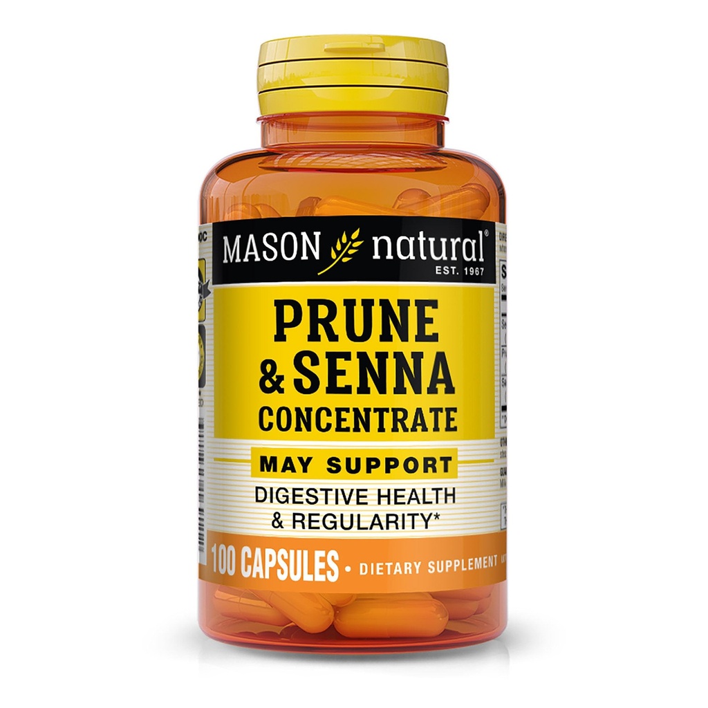 MASON NATURAL Prune Senna Concentrate, Natural Vegetable Laxative for Regularity and Supports Bowel " Funciones Digestivas, 100 cápsulas