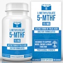 L-Methylfolate 15 MG, Optimized & Highly Bioactive Methyl Folate, 5-MTHF Supplement for Mood and Immune Support, Natural Diet Supplement for Energy, Non-GMO & Gluten-Free, 90 cápsulas