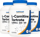 Nutricost L-Carnitine Tartrate 500mg, 240 cápsulas - 1000mg Por Serving (3 botellas)
