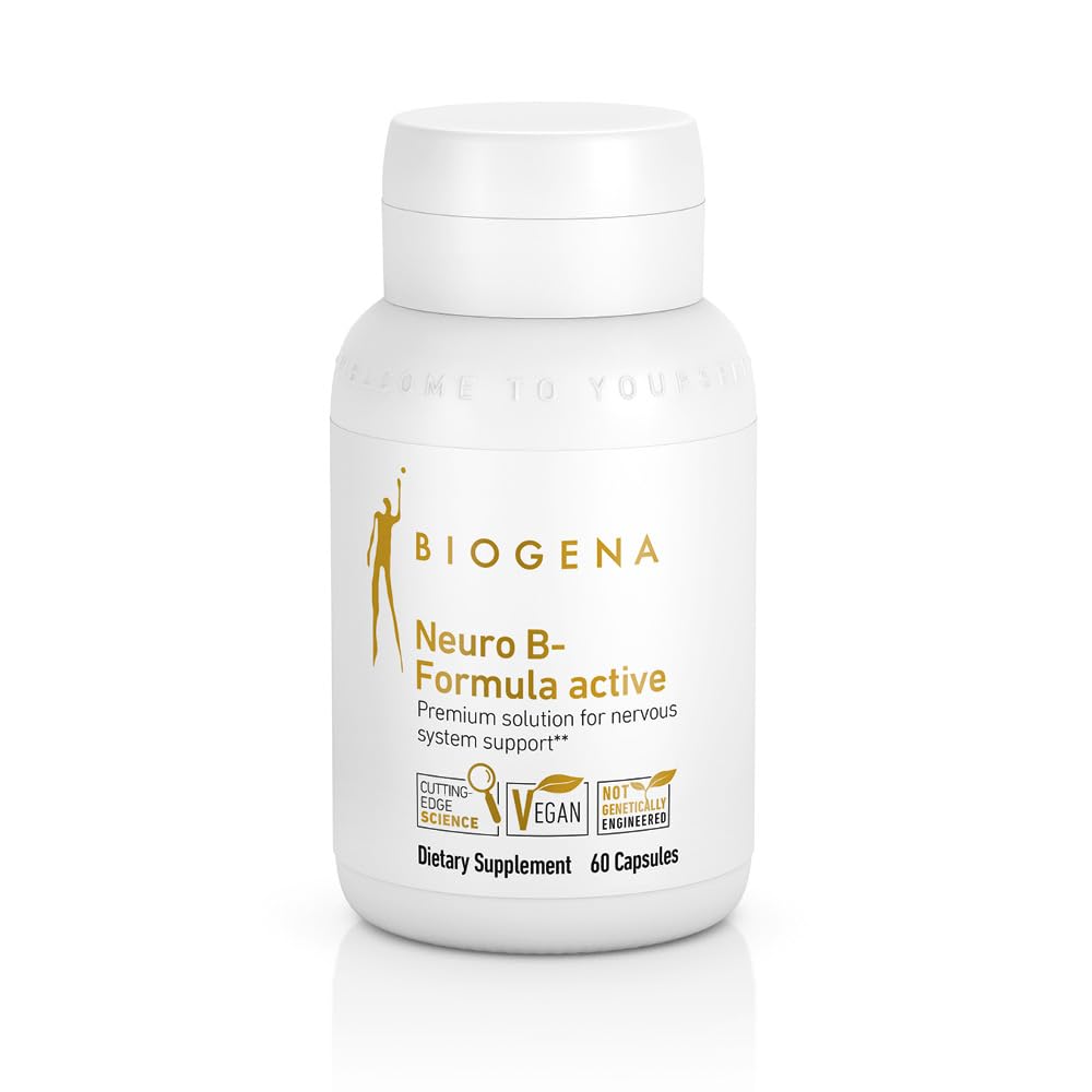 Biogena Complejo de vitamina B cápsulas con todos los 8 b-Vitamins B1, B2, B6, B12, folato, niacina, biotina y ácido pantoténico para soportar Psiquiatría y sistema nervioso** - Neuro B-Formula Oro activo