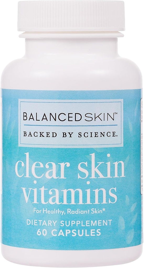 Vitaminas de la piel clara para hombres de mujeres - Suplemento para la piel de la guanición saludable y el control del acné* - Patented and Dermatologist Developed Hormonal & Cystic Píldoras de acné