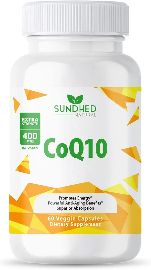 CoQ10 400mg Vegan, Ultra CoQ10 - Ultra alta absorción Coenzima Q10 Suplementos - Suplemento Antioxidante para la Salud Vascular y Corazón, Fertilidad y Producción Energética - 60 Cuenta