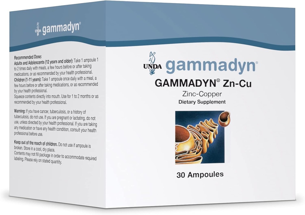 UNDA GAMMADYN Zn-Cu ← Zinc-Copper Oligo-Element Supplement TEN 30 Ampoules