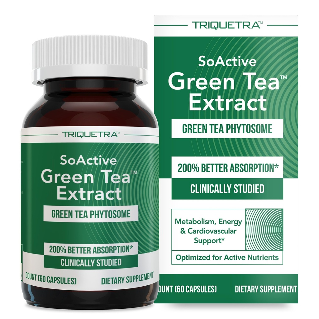 SoActive Green TeaTM Extract - Fitooma de té verde clínicamente estudiado - hasta 200% Mejor Absorción " Biodisponibilidad - Dosis clínicamente validada - Apoya Metabolismo & Gestión de Peso - 60 Caps