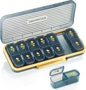 Organizador semanal de píldoras 2 veces al día - Pill Case Am Pm - Travel Pill Box 7 Day Portable Dispensador de Medicina Estética de Contenedor de Vitamina Diaria con 7 Compartimientos Separados