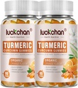 Turmérico y Gummies de jengibre (2 Pack) - Curcumina Turmérica con Pepper Negro y suplementos de jengibre para la piel sana - Gummies de Turmérica Vegan para adultos - Gluten Gratis, Bajo Azúcar