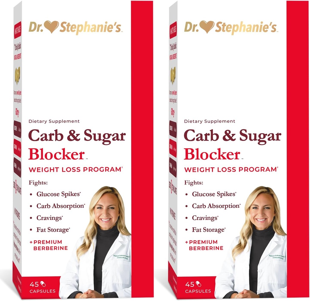 Dr. Stephanie's Mealtime Carb & Sugar Blocker - Reducir Carbs Digested & Sugars, Stimulant-Free (2 Pack)