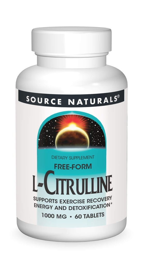 Fuente Naturals L-Citrulline - Apoyos Ejercicio Recuperación, Energía y Detoxificación*, 1.000 mg - 60 Tablets