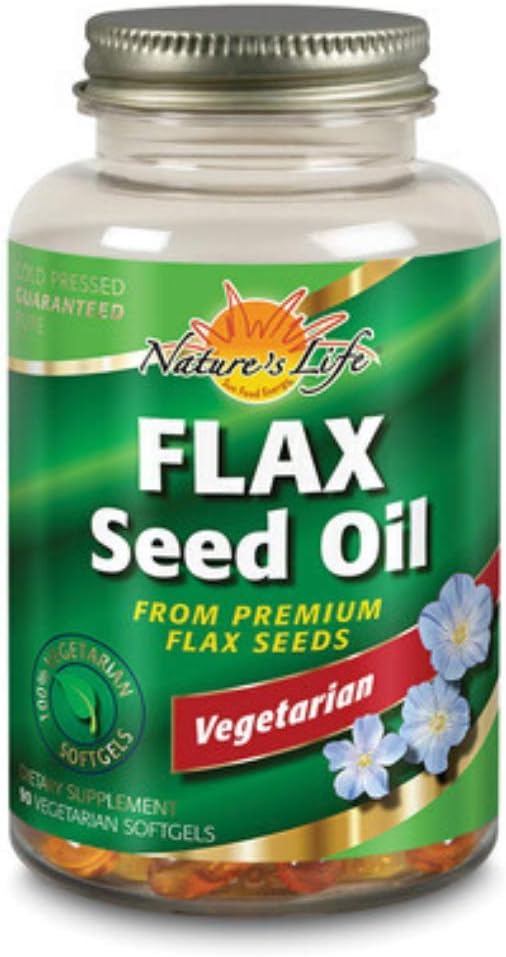 Vida de la naturaleza 100% Vegetariana Flax Seed Oil Softgels  durable 90-Count