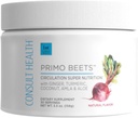 Consult Health Primo Beets - Mezcla de Bebida de Powder con electrolitos - Nitratos para apoyar Circulación - Energía de Boost - Ginger & Turmeric - para Hombres & Mujeres - Sabor natural - 30 servicios