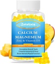 Magnesio de calcio Zinc Gummies para adultos & niños, Suplemento de Citrato de Calcio Libre de azúcar, Alta Absorción Magnesio Glycinate Gummies con vitamina D3 & K2 - Bone & Muscle & Immune Health(60 Conteo)