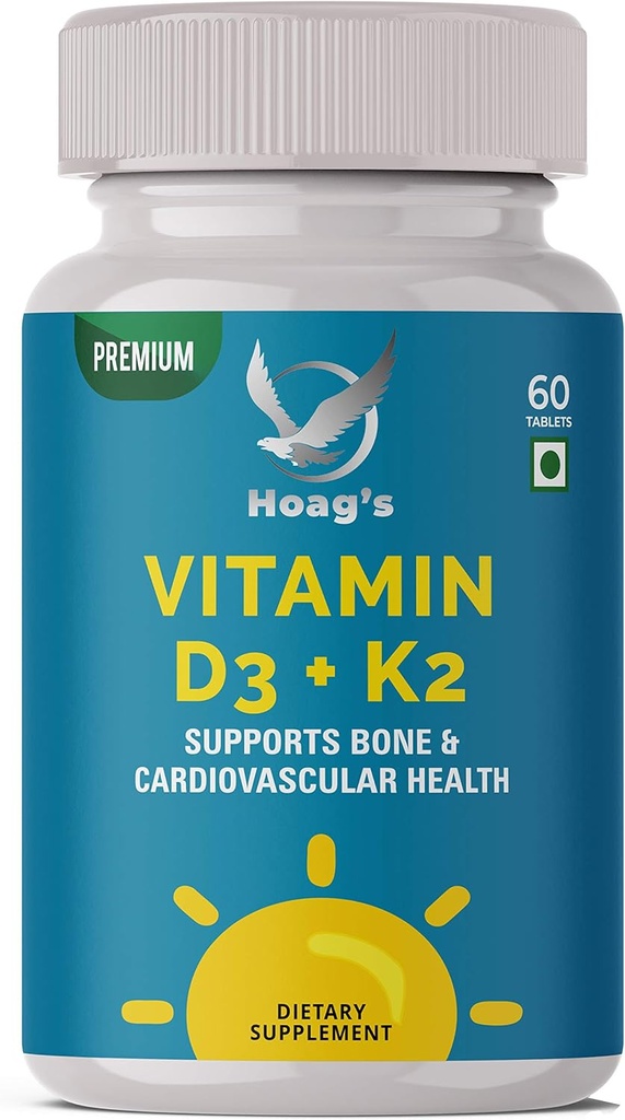 Vitamina K2 (MK7) con suplemento D3 Bono y salud cardíaca No GMO Fórmula 5000 UI Vitamina D3 & 100 mcg Vitamina K2 MK-7 Complejo fácil de absorber vitamina D & K, 60 Tabletas