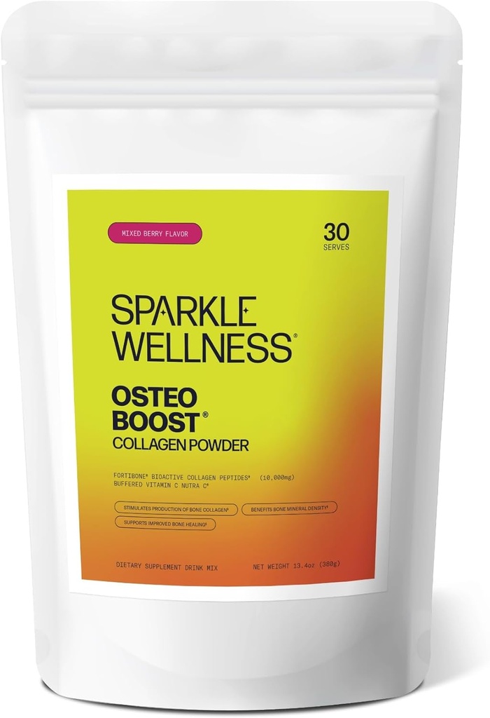 Osteo Boost (Mixed Berry) [30 servidumbres] Bioactive Collagen Peptides y Buffered Vitamin C Nutra C