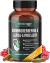 Dihidroberina refinada 300 mg con ácido lipoico alfa Suplemento de 600 mg - Suplemento bereberina de fuerza extra con ácido alfa-lípoico (ALA) - Dihidroberina avanzada para la salud óptima