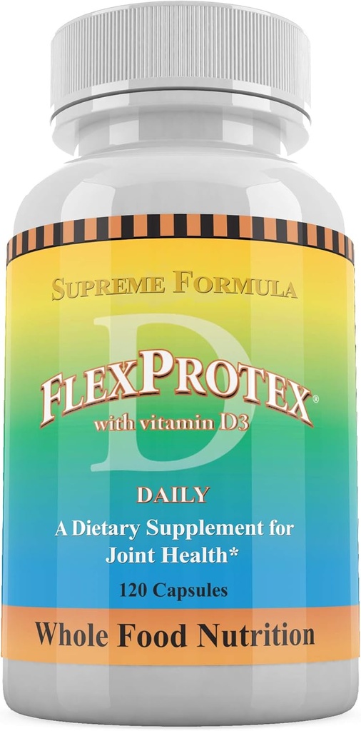 Flexprotex D 884mg Soporte conjunto del musculo 120 cápsulas naturales tormárico condroitina Glucosamina Yucca Boswellia Hialurónico Ácido Ashwagandha D3 Magnesio (1 Mes de Suministro)