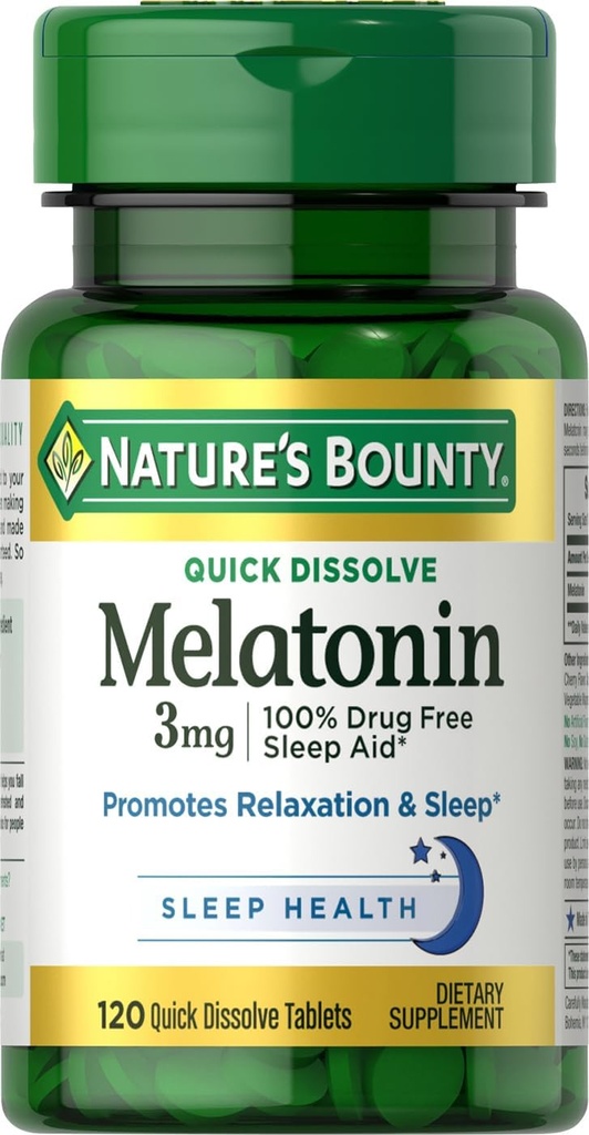 Mesas Bounty Melatonin de la naturaleza, 3 mg, 120 conteo