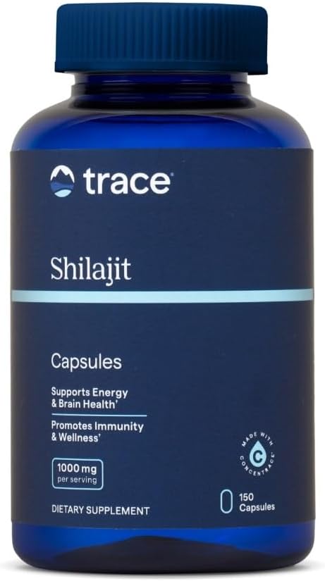 Trace Minerals Shilajit 1000mg - Suplemento Mineral Soporte para la Salud del Cerebro & Función Inmunitaria - Healthy Energy Support Formula with Shilajit Extract " Trace Minerals - 150 cápsulas (75 piezas)