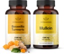 HERBAMAMA Boswellia Turmeric y Mullein Leaf Capsules Kit - Agrupación de 2100 mg Boswellia Turmeric " 1200 mg Mullein Leaf Capsules - Vegan, No GMO, Gelatin-Free - 2 Pack