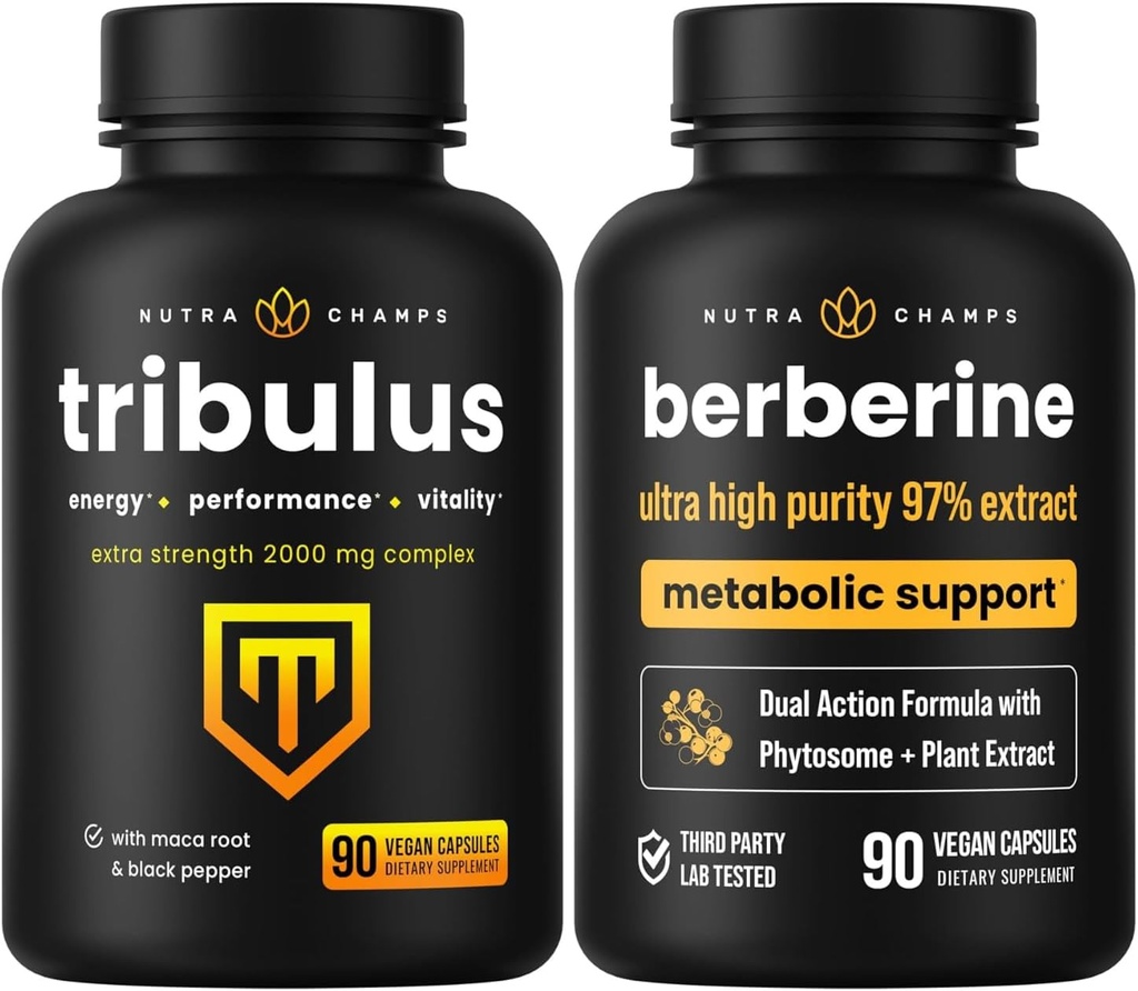 NutraChamps Vitalidad Completa y Salud Metabólica: Tribulus & Berberine Duo