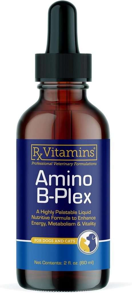 Vitaminas Rx Amino B Plex Cat & Dog Suplemento - Complejo de vitamina B Liquid Plus Aminoácidos para perros & gatos - Apetite Booster y Weight Gainer Cat & Dog Vitaminas - 2 oz