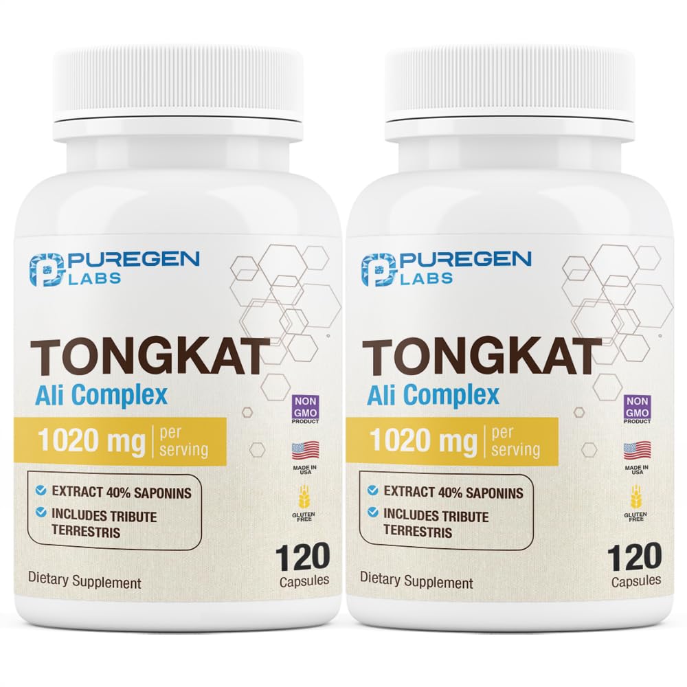 Laboratorios de Puro Tongkat Ali Extra Extract 200 to 1 para Hombres, 1020mg por Serving, [High Potency] Total 240 Capsules - Men's Health Support with 20mg Tribulus Terrestris ← Non-GMO, Gluten Free, Made in USA