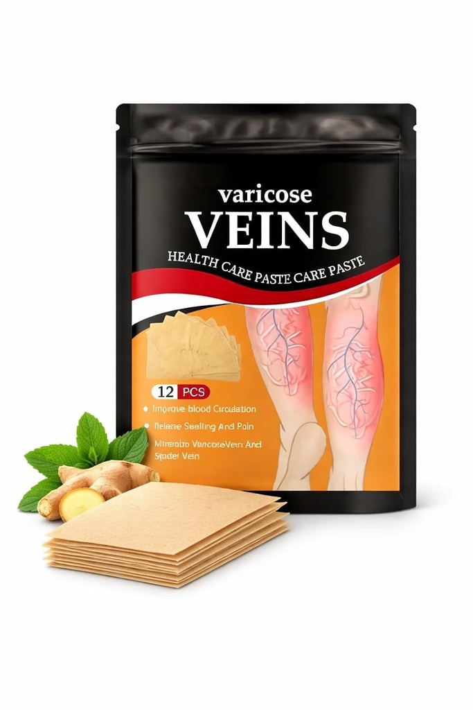 Varicose Vein Relief Patch – Cooling Leg Comfort Support Patch for Tired Legs and Everyday Skin Care (12 PCS) – Herbal Leg Support Patch