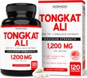 Tongkat Ali Para Hombres 1200mg (200 a 1 Extracto) - 120 cápsulas - Suplemento Longjack - Suplemento Premium Tonkat-Ali - Soporte Fuerza, Conducir, Rendimiento Atlético & Masa muscular - Gluten Gratis & No GMO