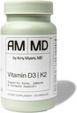 Amy Myers MD Vitamina D3/K2 10,000 cápsulas UI - Suplemento diario de vitaminas para el hueso, inmune & apoyo a la salud hormonal - Mente saludable & Ayuda de relajación - 30 cápsulas