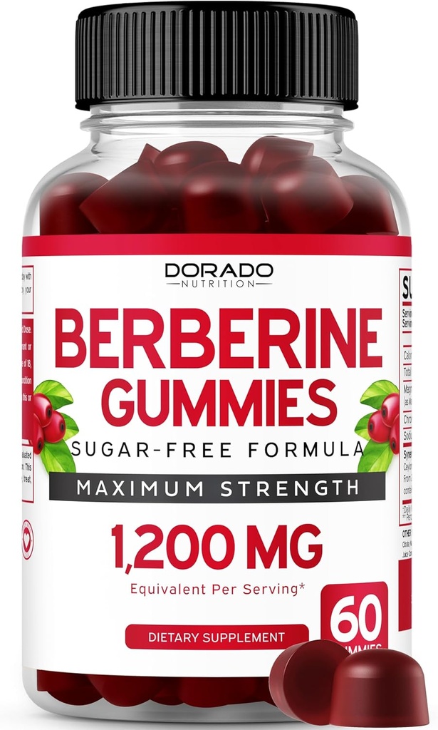Berberine Gummies with Ceylon Cinnamon (60 Gummies) Premium Sugar-Free Ceylon Cinnamon Suplemento y GLP-1 Suplemento (60 Conde) Apoyo Gut Health & Metabolism - Non GMO & USA Made