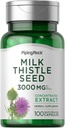 Piping Rock Milk Thistle Suplemento 3000mg ← 100 Capsules ← Concentrated Herbal Extract ← Non-GMO, Gluten Free