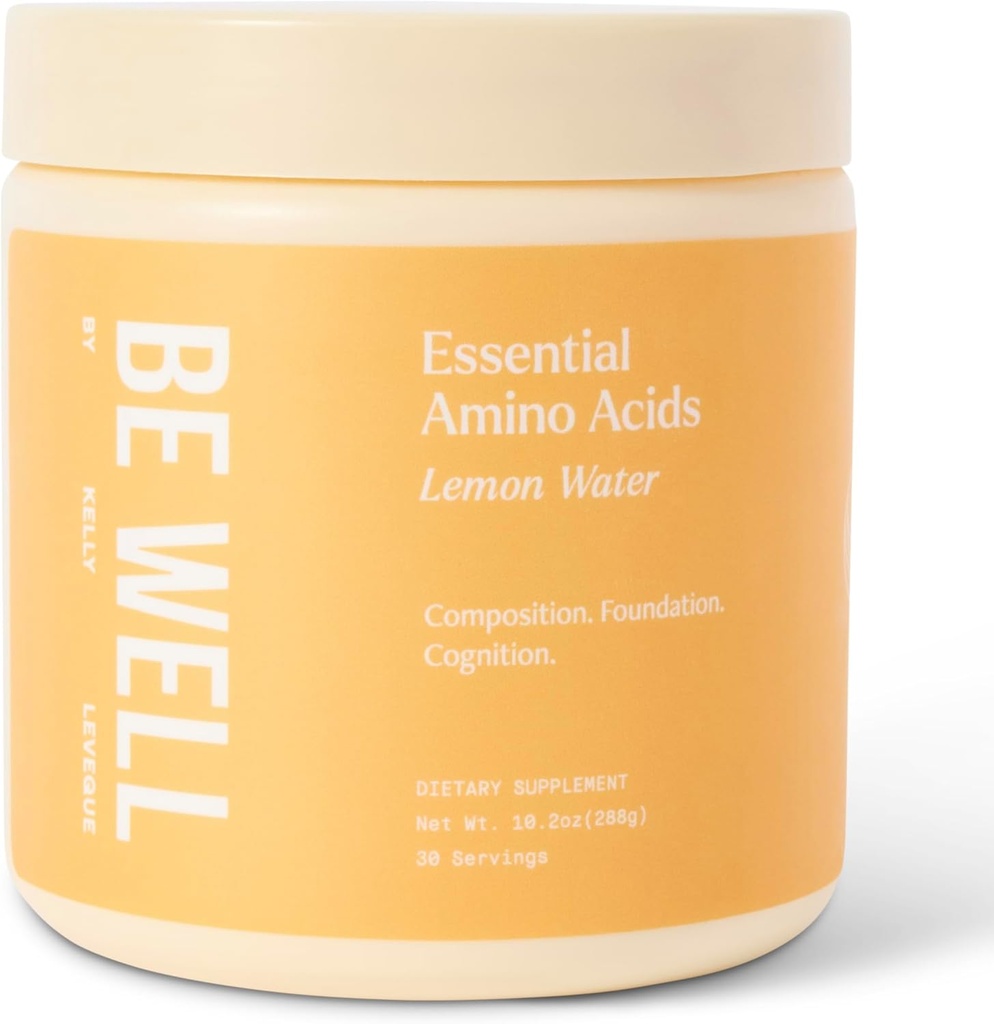 Be Well by Kelly Essential Amino Acids Lemon Powder Supplement Plant-Based (10.2oz) BCAA 9 EAA
