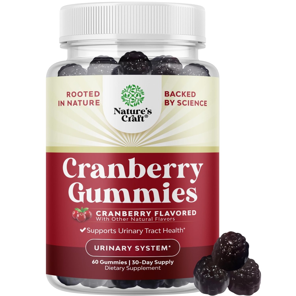 Natural Cranberry Gummies for Women and Men - Extra Strength Delicious Antioxidant Cranberry Chews for Urinary Tract Health Kidney Support Bladder & Immune Health - Vegan Gluten > Gelatin Free