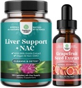 Bundle of Liver Support Supplement with NAC - Herbal Liver Supplement with N Acetyl Cysteine Silymarin Milk Thistle and GSE Grapefruit Seed Extract Liquid for Digestive and Health and Immune Support