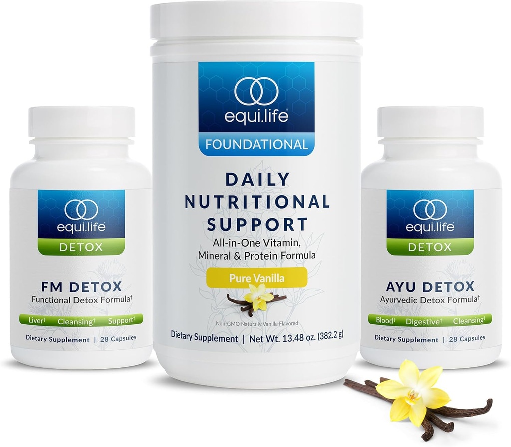 Equilife Dr. Cabral Detox, 7 Day Program with Plant Based Protein, Vitamins, Amino Acids, " Minerals to Support Full Body Balance, Meal Replacement Powder, Vegan, Gluten Free, Vanilla, 14 Servings