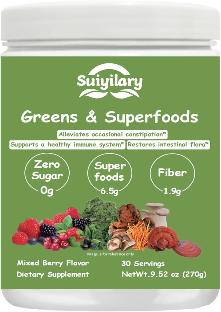Greens Superfoods Powder for Digestive Health, Sugar Free Super Greens Powder, Spirulina, Chlorella for Bloating & Gut Support, Daily Support for Women, 30 Servings, Mixd Berry