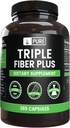 Ingredientes originales puros Triple fibra (365 cápsulas) No hay magnesio o rifles de arroz, siempre puros, lab verificados
